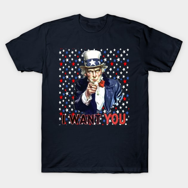 I Want You With Star Pattern Background T-Shirt by taiche